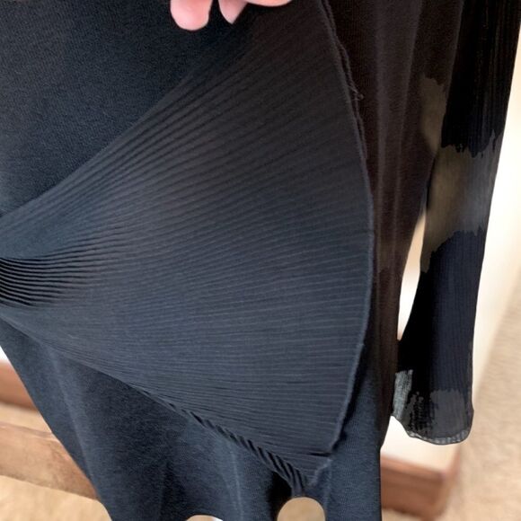 NWT I-N-C International black sweater pleated chiffon bell sleeves 0X/XL $89.50 - Picture 7 of 11
